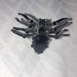 Black stone spider ring